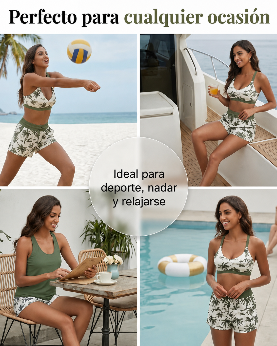 Conjunto de playa con top sin mangas