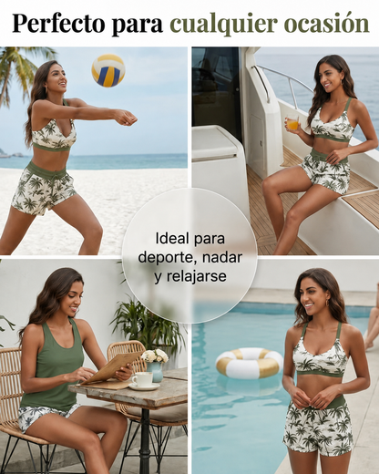 Conjunto de playa con top sin mangas