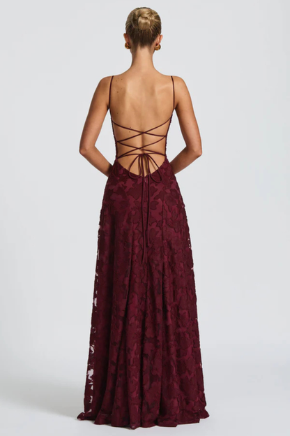 Vestido largo mujer tirantes finos escote drapeado tipo cowl espalda descubierta con lazada