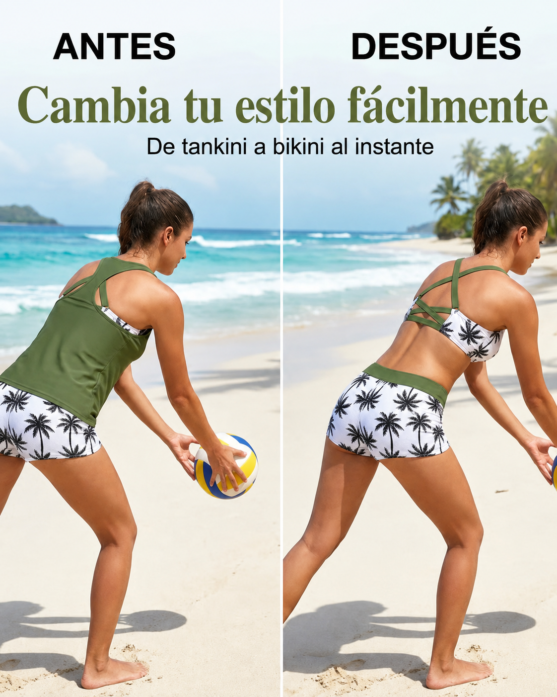 Conjunto de playa con top sin mangas