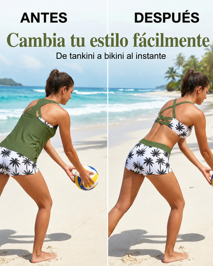 Conjunto de playa con top sin mangas