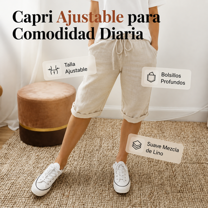 Pantalones cortos de algodón y lino para mujer