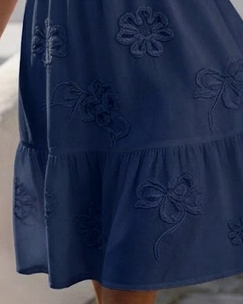 Elegante Vestido Floral de Manga Abullonada
