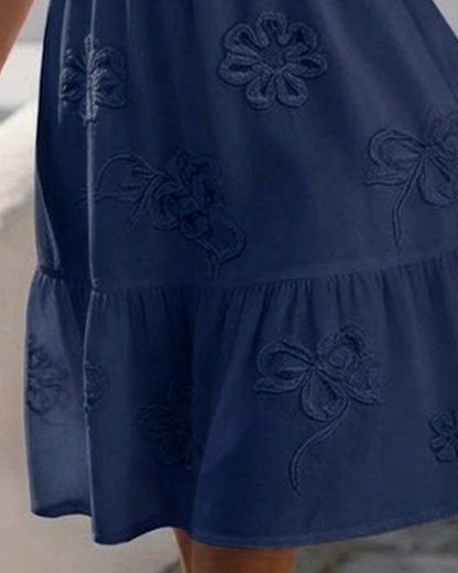 Elegante Vestido Floral de Manga Abullonada