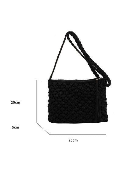 Bolso Artesanal Trenzado Negro | Estilo Boho Elegante