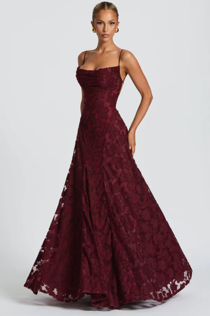 Vestido largo mujer tirantes finos escote drapeado tipo cowl espalda descubierta con lazada