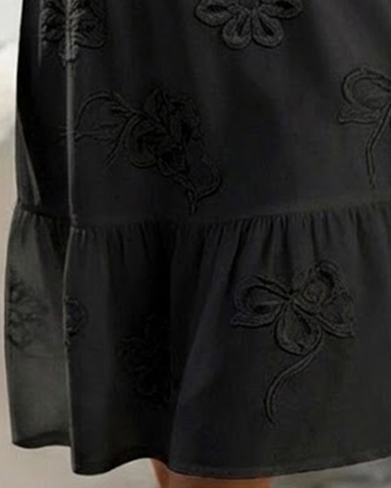 Elegante Vestido Floral de Manga Abullonada