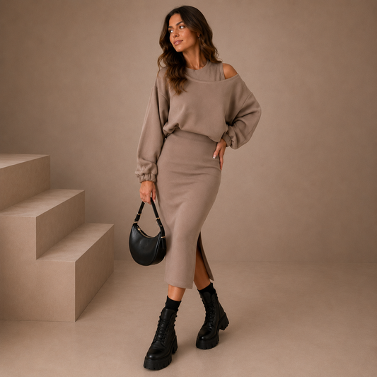 Leah | Set con Cold-Shoulder-Top y Midirock