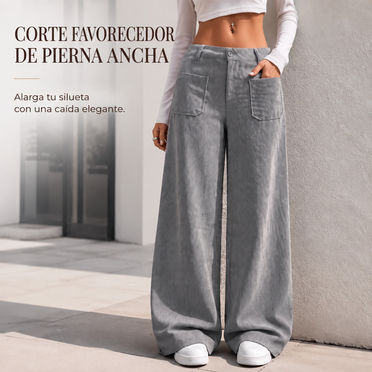 Pantalón Mujer de Pana Pierna Ancha – Corte Relajado y Cómodo