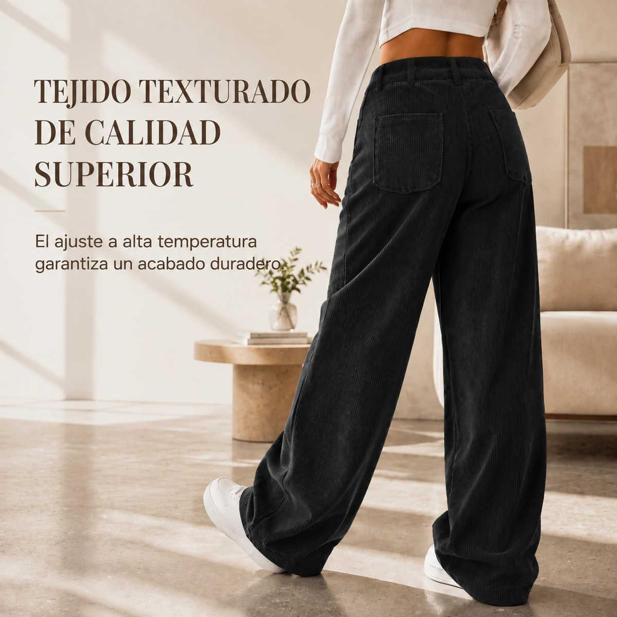 Pantalón Mujer de Pana Pierna Ancha – Corte Relajado y Cómodo