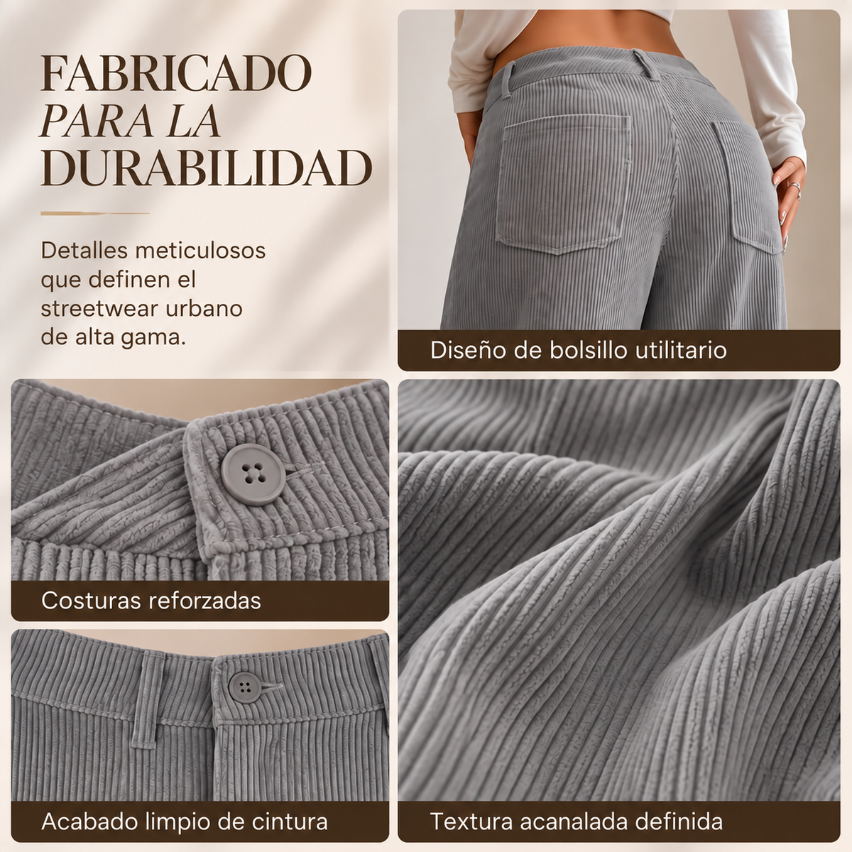 Pantalón Mujer de Pana Pierna Ancha – Corte Relajado y Cómodo