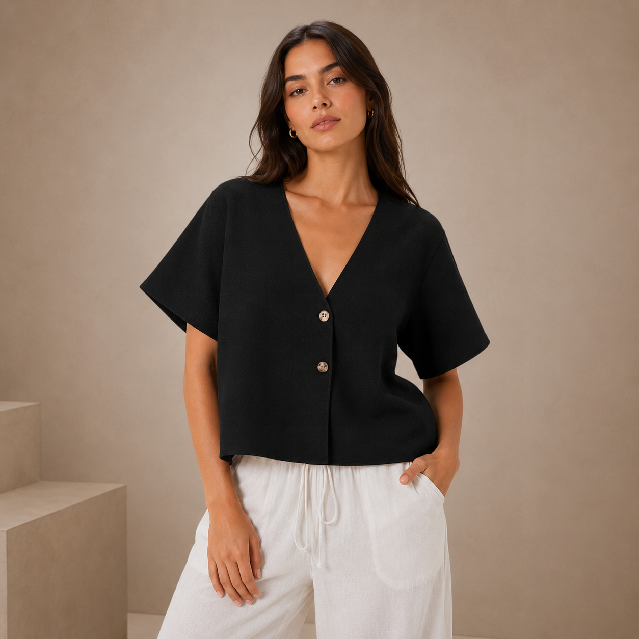 JADE | Minimalista, Elegante Blusa con botones