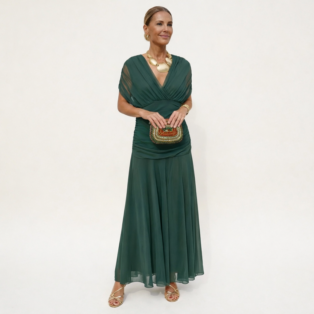 Velora™ | Vestido largo floral con escote en V