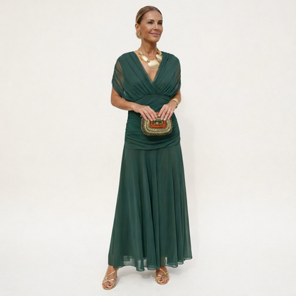Velora™ | Vestido largo floral con escote en V