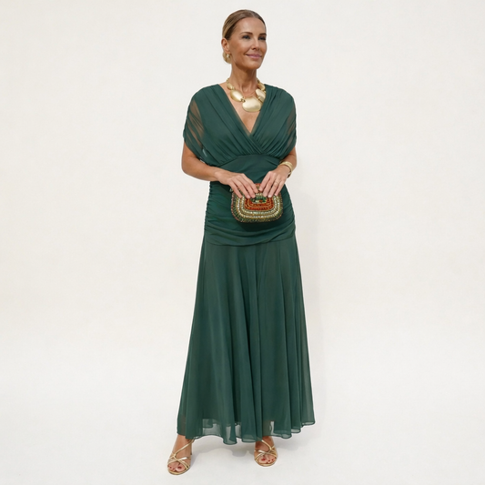 Velora™ | Vestido largo floral con escote en V