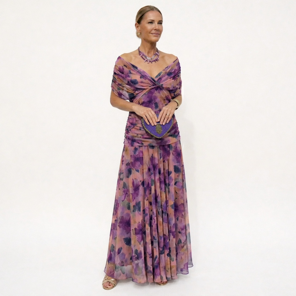 Velora™ | Vestido largo floral con escote en V