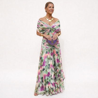 Velora™ | Vestido largo floral con escote en V