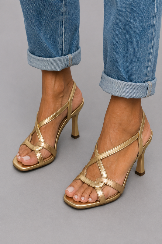 Casia | Sandalias de Tacón con Encanto Dorado de Verano