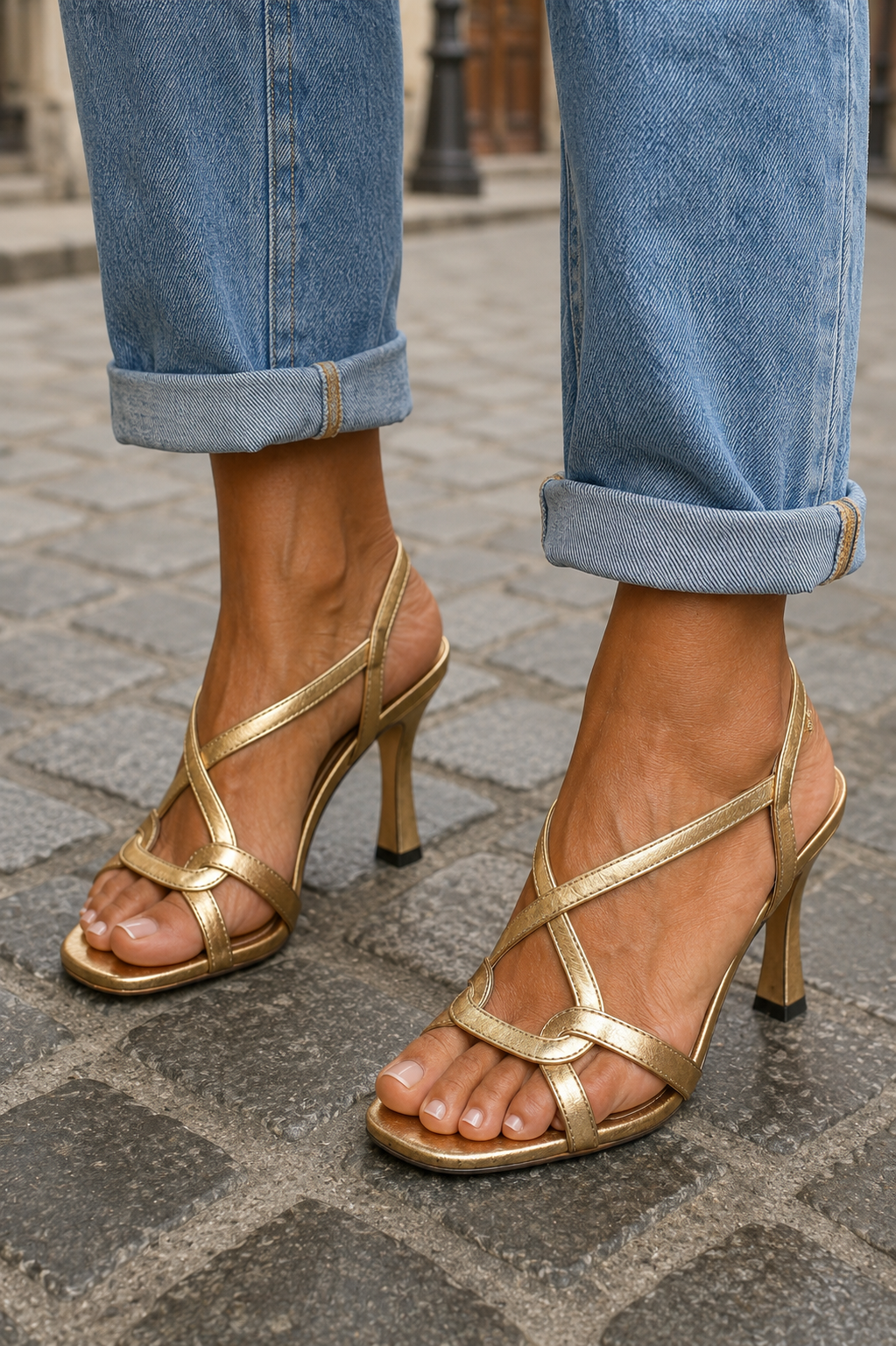 Casia | Sandalias de Tacón con Encanto Dorado de Verano