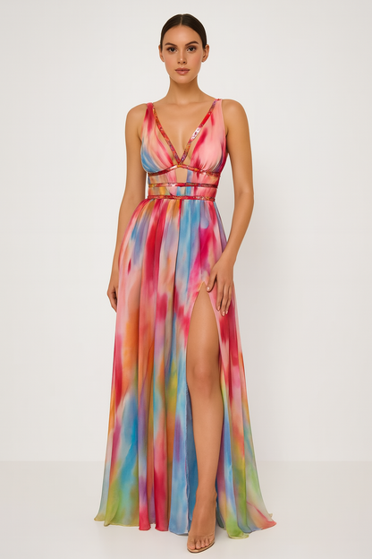 Freya™ | Vestido maxi con estampado artístico