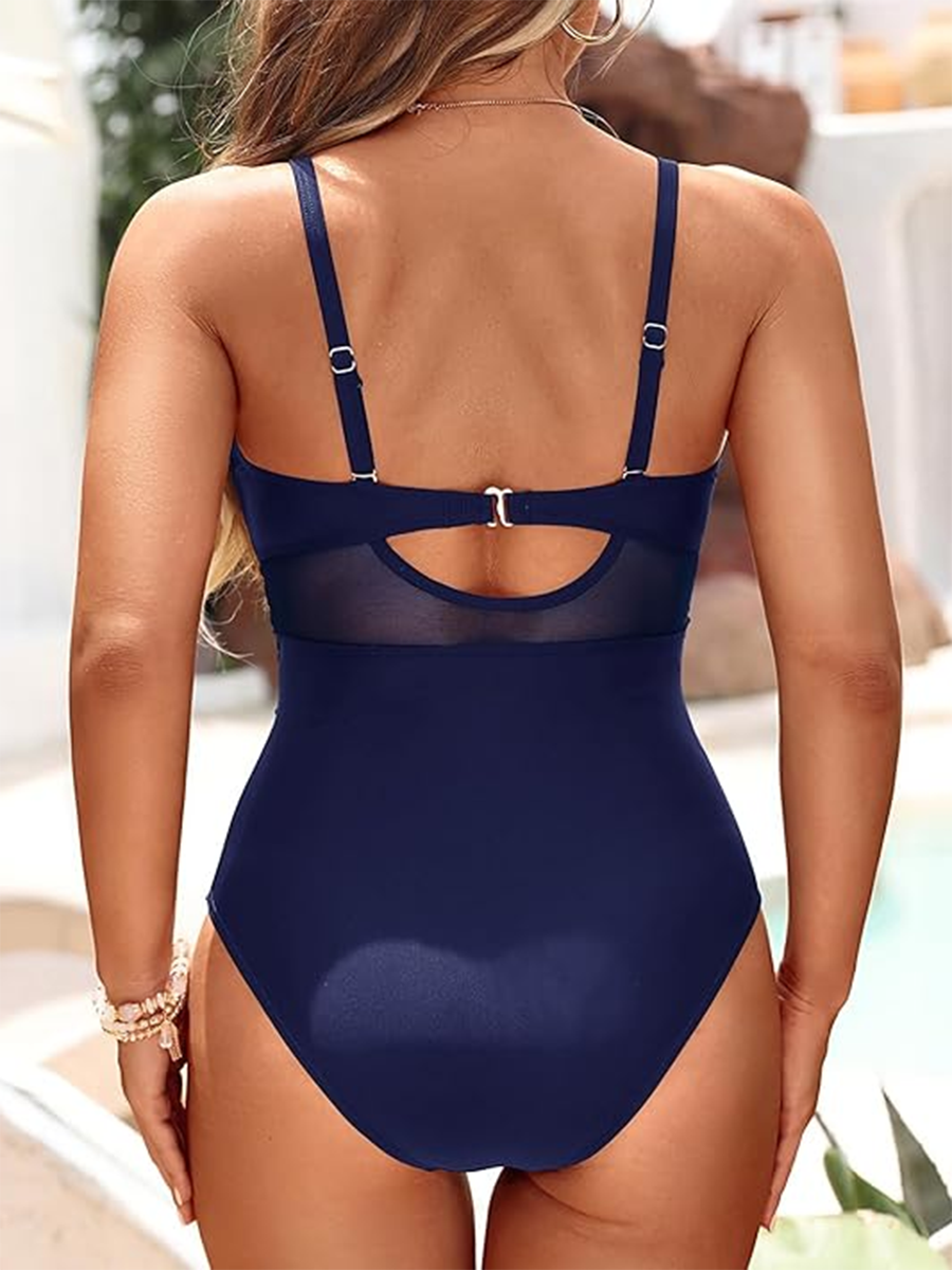 Bañador de una pieza con transparencias moldeadoras