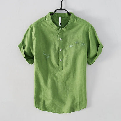 Elegante camisa de verano de algodón y lino