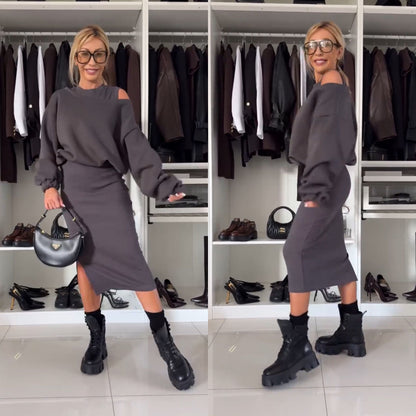 Leah | Set con Cold-Shoulder-Top y Midirock