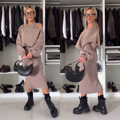Leah | Set con Cold-Shoulder-Top y Midirock