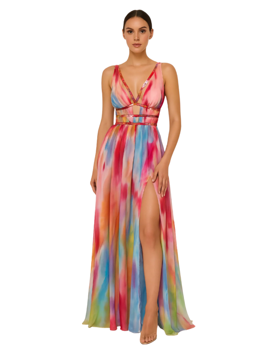 Freya™ | Vestido maxi con estampado artístico