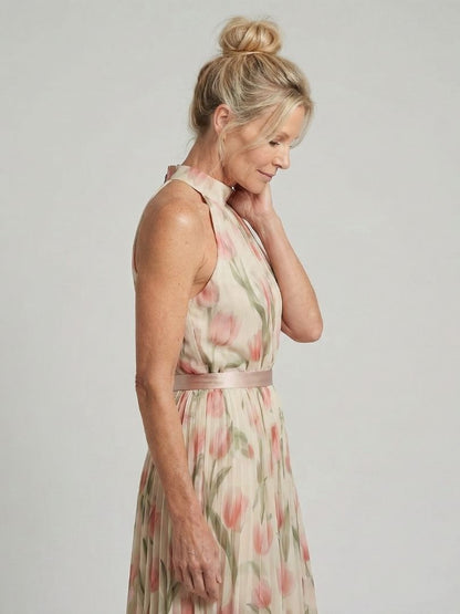 Aurelia | Vestido midi floral con cuello halter