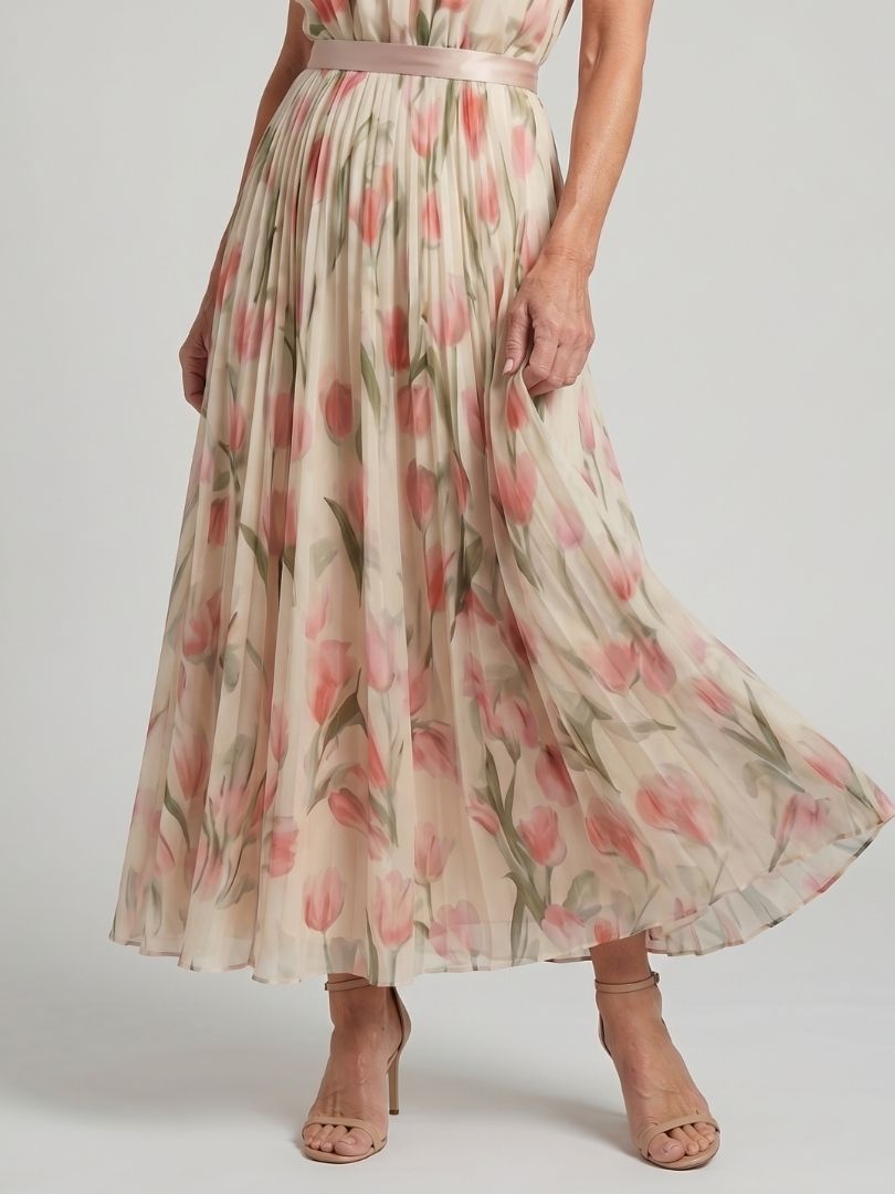 Aurelia | Vestido midi floral con cuello halter