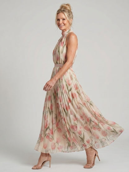 Aurelia | Vestido midi floral con cuello halter