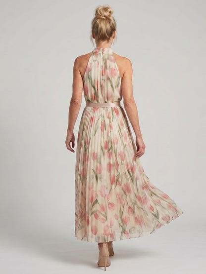 Aurelia | Vestido midi floral con cuello halter