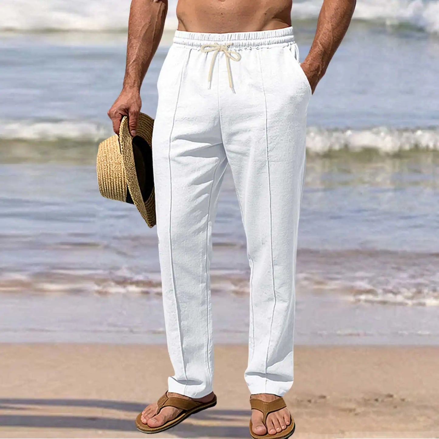 Pantalones elegantes de algodón para el verano