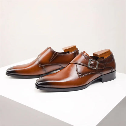 Zapatos de cuero italiano con hebilla