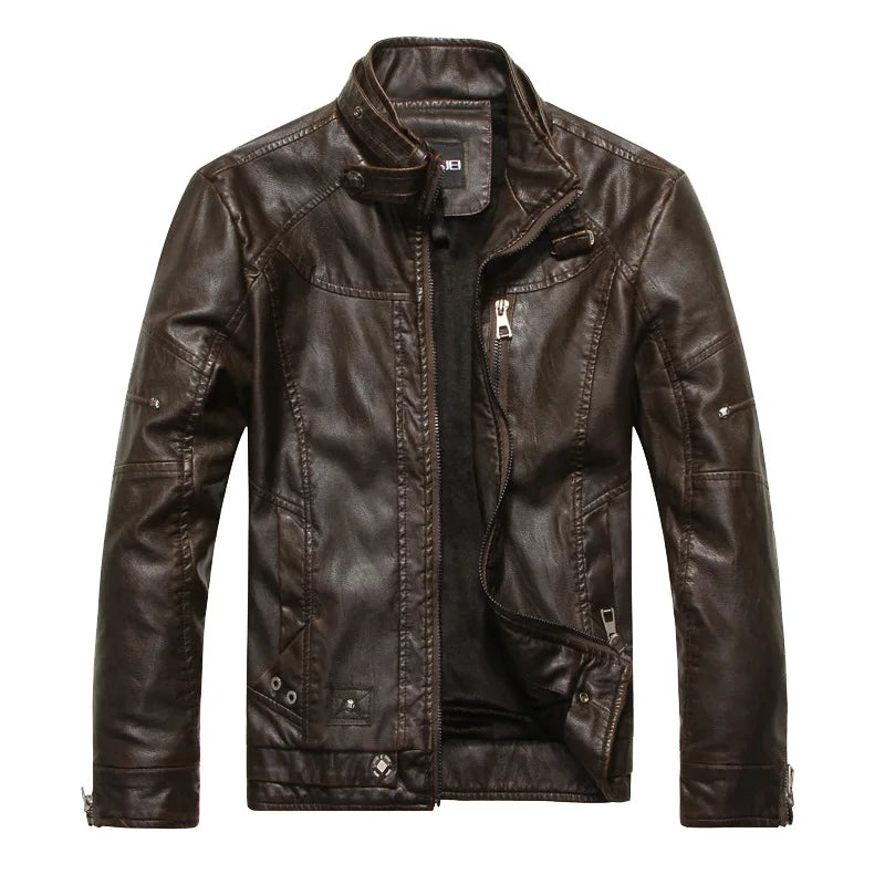 Elegante chaqueta de cuero de estilo americano