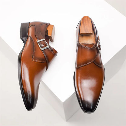 Zapatos de cuero italiano con hebilla