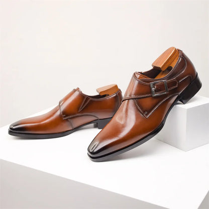 Zapatos de cuero italiano con hebilla