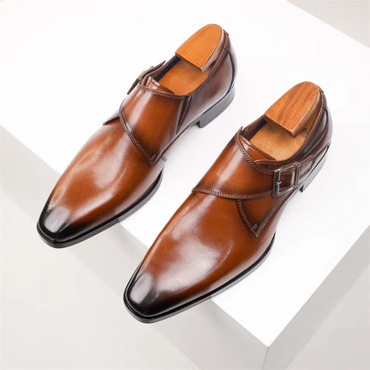 Zapatos de cuero italiano con hebilla