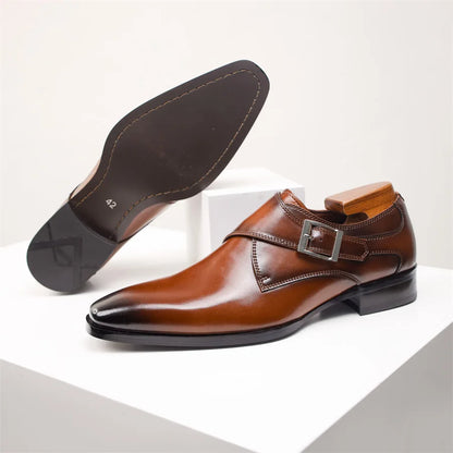 Zapatos de cuero italiano con hebilla