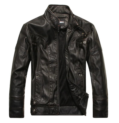 Elegante chaqueta de cuero de estilo americano