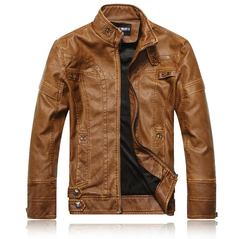 Elegante chaqueta de cuero de estilo americano