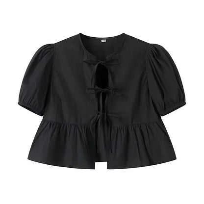 MEGGY™ | Blusa peplum elegante con lazo frontal