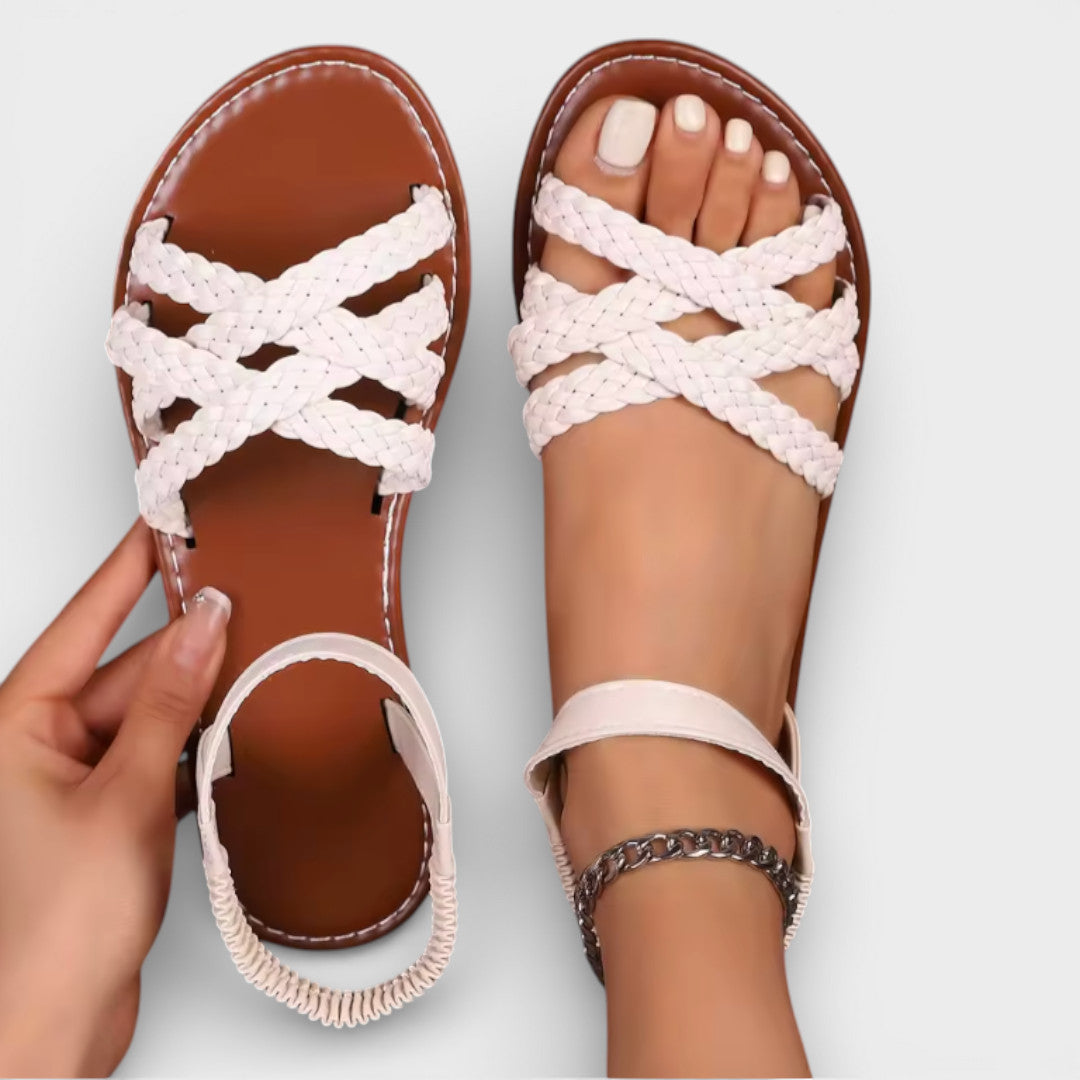 ALEJANDRA – Sandalias planas de mujer con tiras romanas