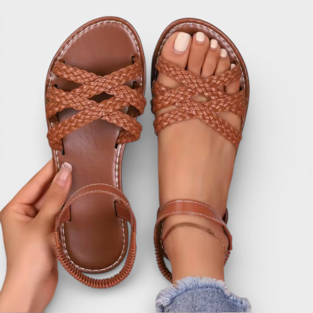 ALEJANDRA – Sandalias planas de mujer con tiras romanas