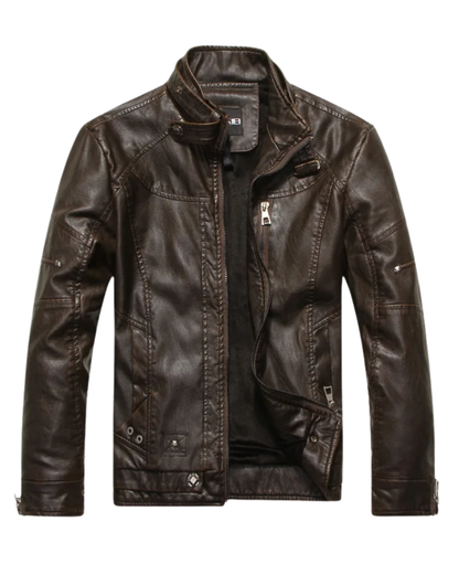 Elegante chaqueta de cuero de estilo americano