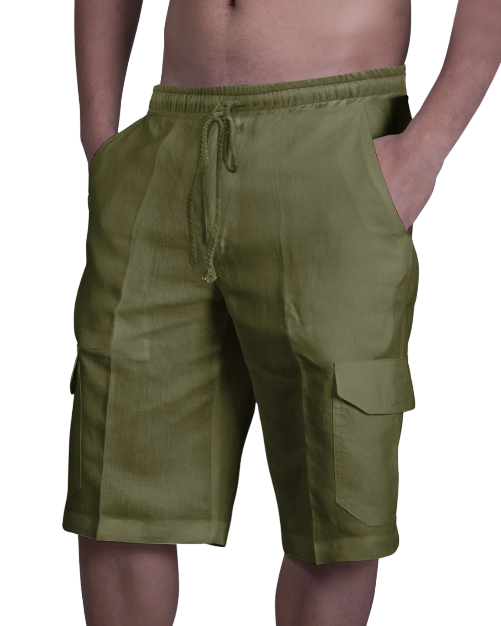 Pantalones cortos cargo de algodón y lino
