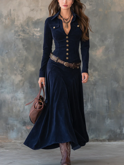 VERA™ |  Vestido maxi elegante de ante sintético