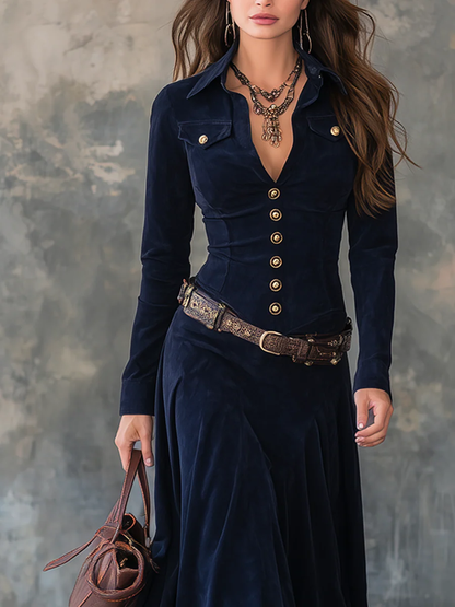 VERA™ |  Vestido maxi elegante de ante sintético