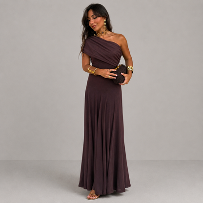 Vestido largo de verano para mujer plisado de un Hombro